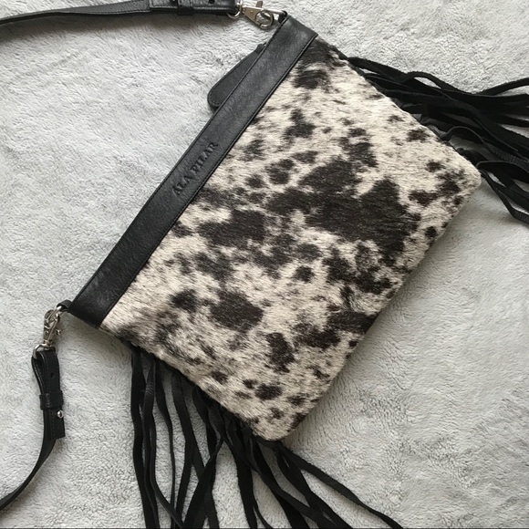 Ala Pilar Handbags - Ala Pilar Fur Fringe Leather Crossbody Clutch Bag